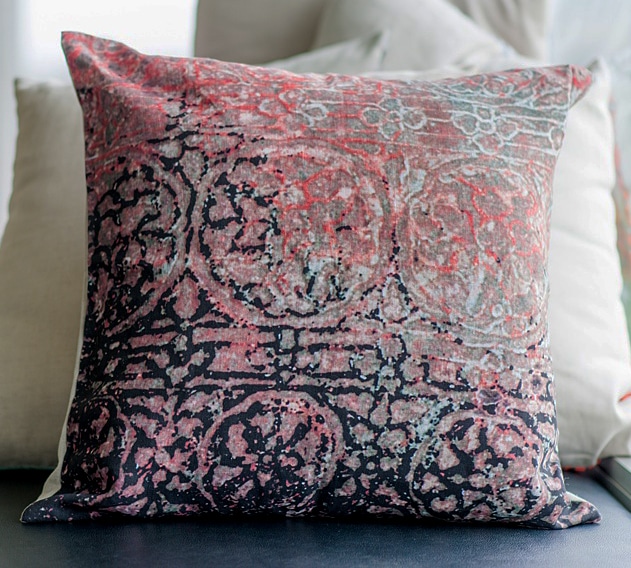 Pink & Black 100% Linen Cushion Cover - Image 4