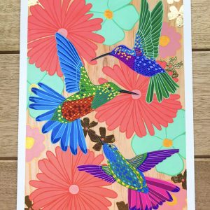 Australian Art Electric Hummingbird Gold Leaf Edition online including Australiana and iconic artists prints, made locally in Melbourne Australia