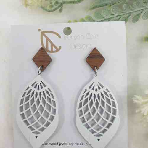 Women's White Cocoon Earrings White cocoon wooden earrings