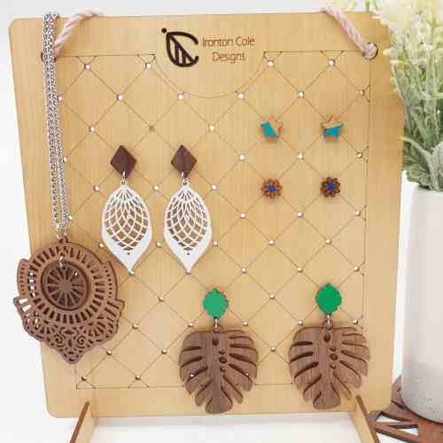 Wooden earring stand Wooden earring holder