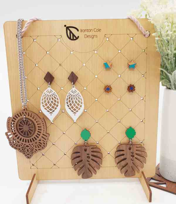 Wooden earring holder
