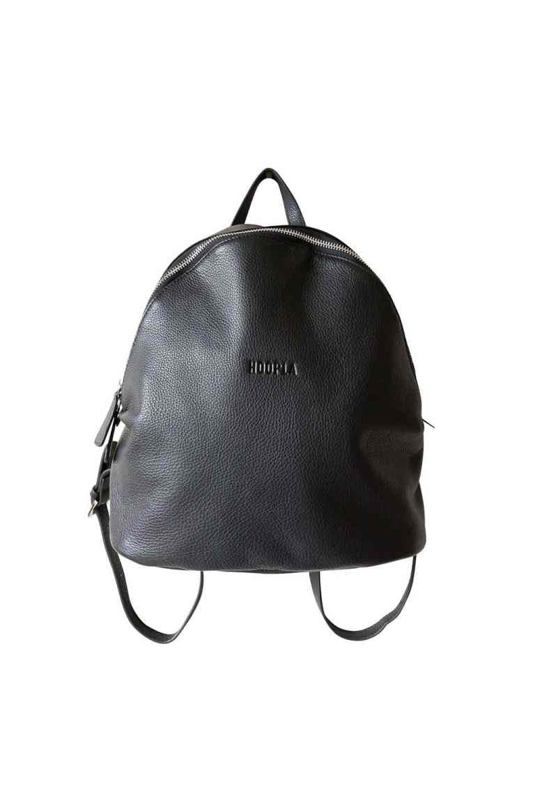 Hoopla Black Leather Backpack bag everyday bag