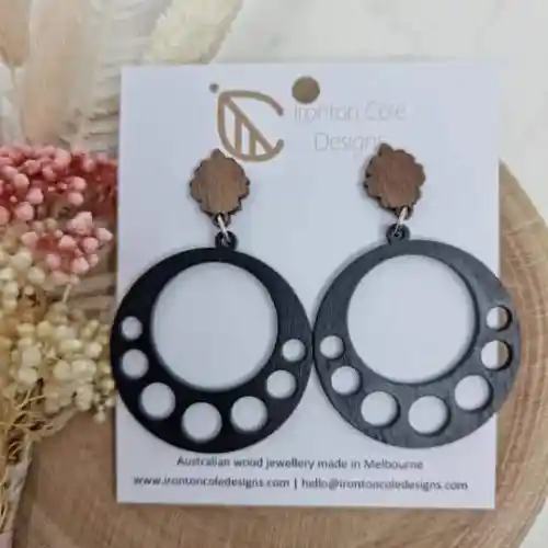 Women's Double Circle Black Earrings Women's Double Circle Black Earrings