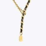 Good Luck Always – Black Leather Gold Chain Necklace Good Luck Always – Black Leather Gold Chain Necklace