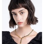 Good Luck Always – Black Leather Gold Chain Necklace Good Luck Always – Black Leather Gold Chain Necklace