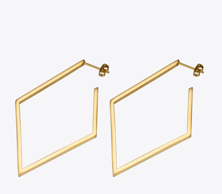 Women’s Gold Geometric Big Rhombus Earrings