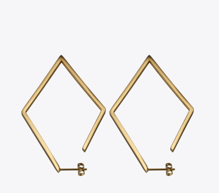 Women’s Gold Geometric Big Rhombus Earrings