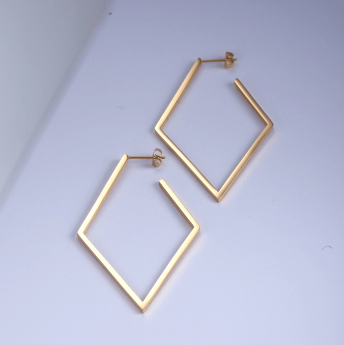 Women’s Gold Geometric Big Rhombus Earrings