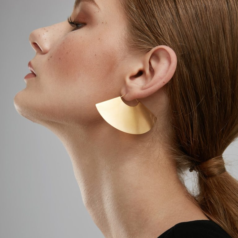 Vintage Fan Earrings Matte Gold 2