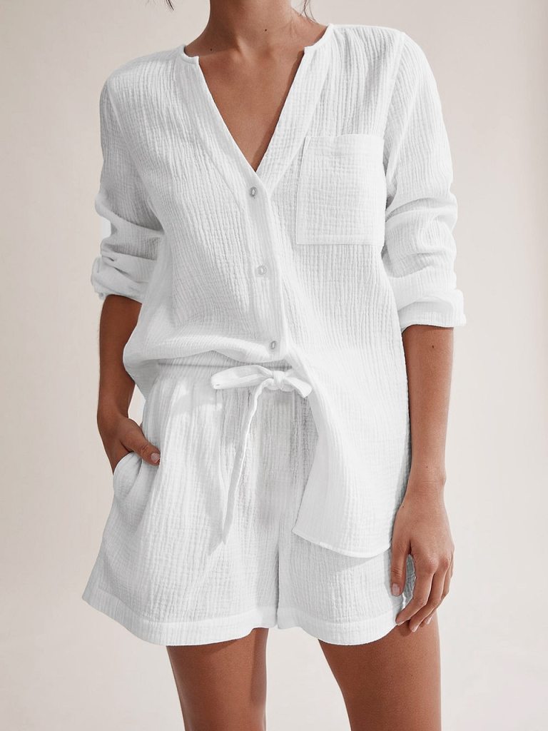 The low tide relaxed shorts & shirt set. 1 Women's low tide relaxed shorts & shirt set.