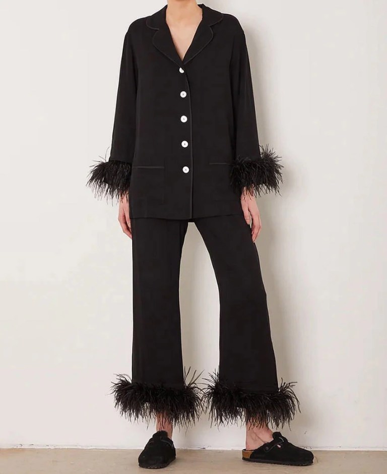 Sf0757116b136464aa43137ce6a981d38j Women's Feather Pyjamas loungewear set