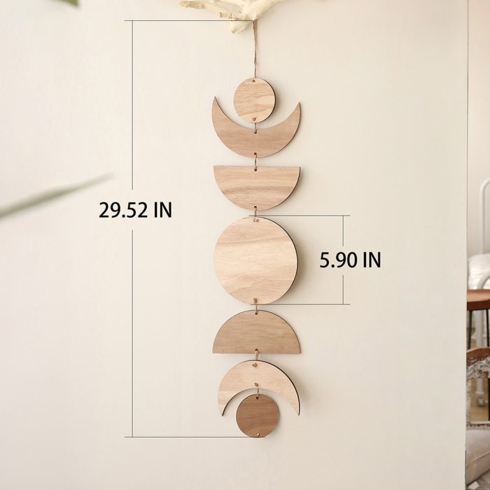 Farmhouse Beaded Wooden Moon Phase Garland 10