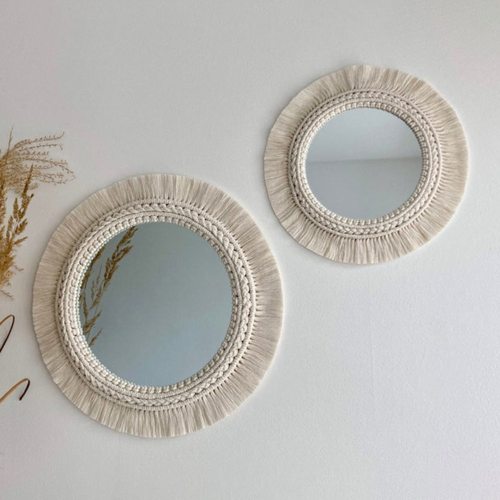Boho Macrame Fringe Mirror Boho Macrame Fringe Mirror