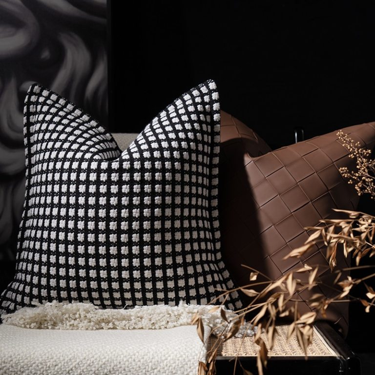 Classic Black & White Jacquard Cushion 1