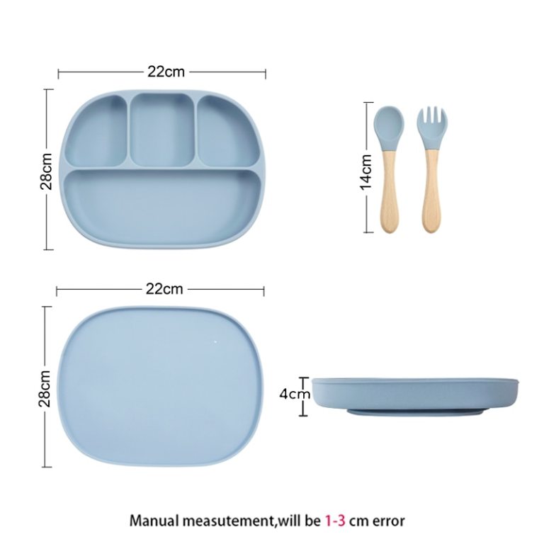 BPA Free Silicone Dinner Plate With Four Compartment 6 BPA Free Silicone Dinner Plate With Four Compartment 6