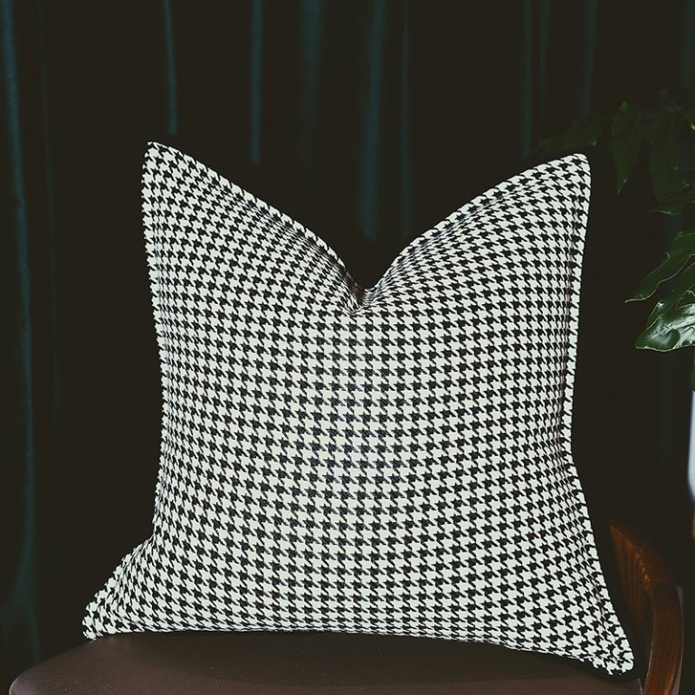 Modern Simple White Black Houndstooth Cushion 2