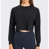 Women's Long Sleeve Cropped Sweat Top workout fitness top