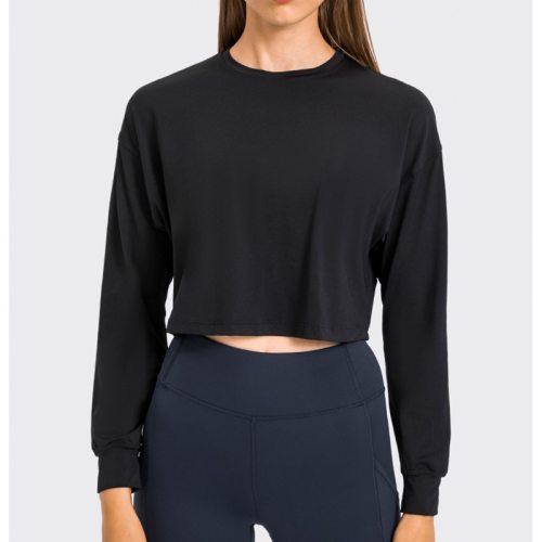 Women's Long Sleeve Cropped Sweat Top workout fitness top