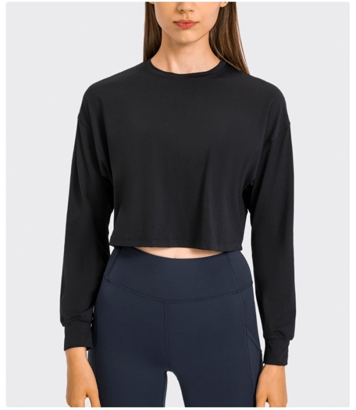 Women's Long Sleeve Cropped Sweat Top workout fitness top