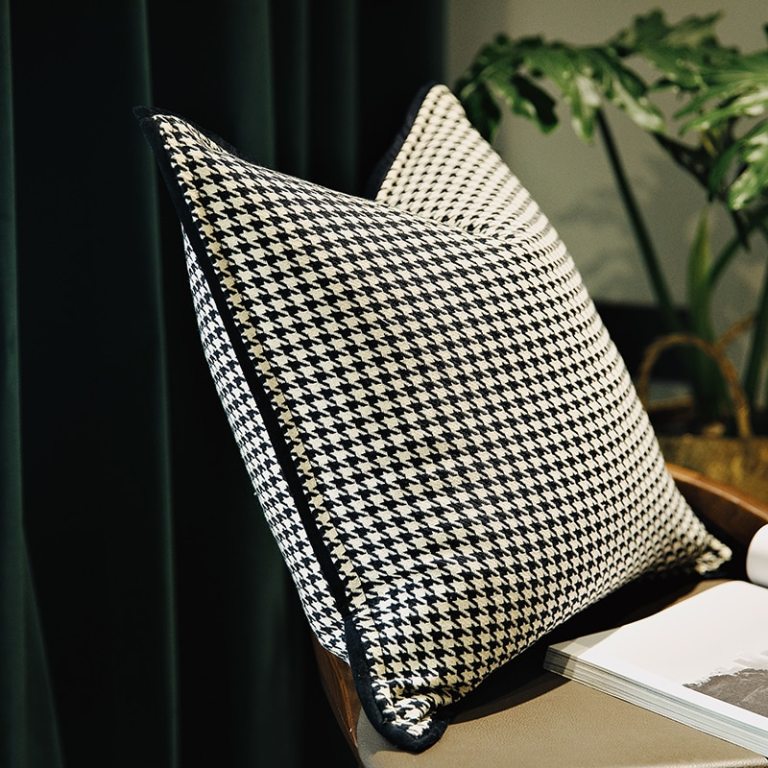 Modern Simple White Black Houndstooth Cushion 1