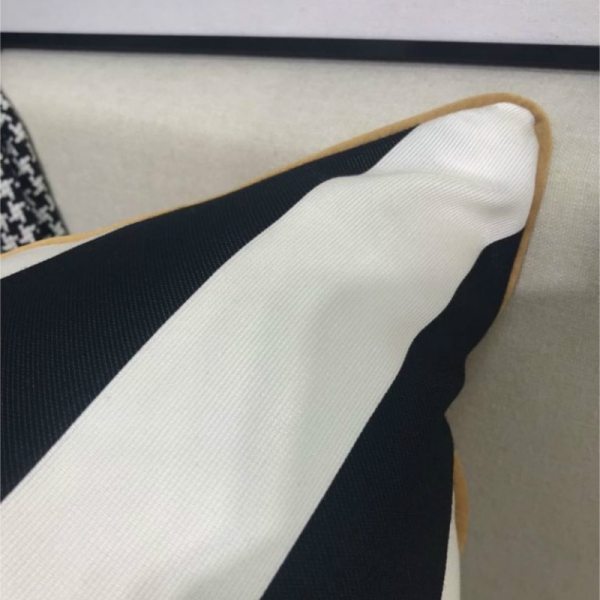 Modern Ivory Black Geometric Wave Cushion 4 Modern Ivory Black Geometric Wave Cushion 4