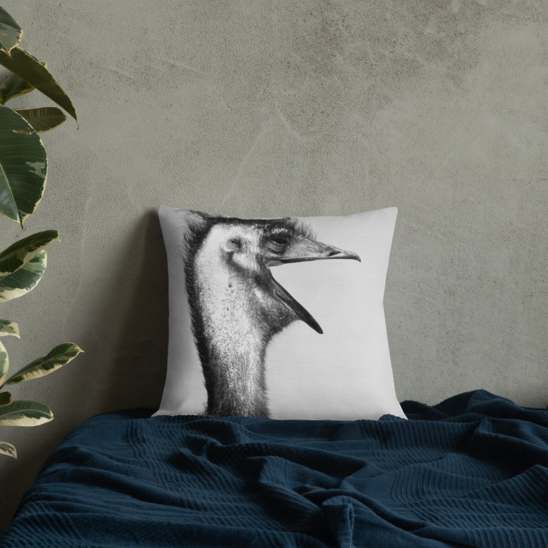 all-over-print-premium-pillow-18x18-back-lifestyle-8-63bbdb7e31fe0.jpg Smiling Ostrich Luxury Cushion