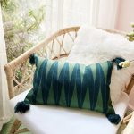 Green Geometric Embroidered Cushion Cover 1