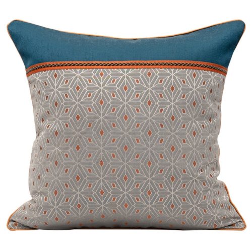 Cushion Luxurious Geometric Jacquard Patchwork