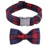 Paws Red and Green Plaid Cotton Fabric Dog Collar and Bow 1