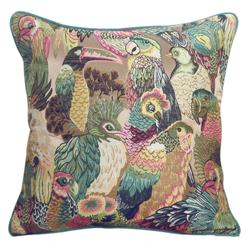 Jungle Birds Jacquard Art Cushion