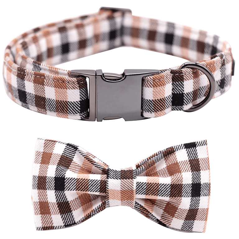 Plaid Pet Collar and Leash Set with Bow Tie Plaid Pet Collar and Leash Set with Bow Tie