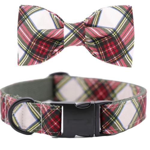 Plaid Pet Collar with Bow Tie Plaid Pet Collar with Bow Tie