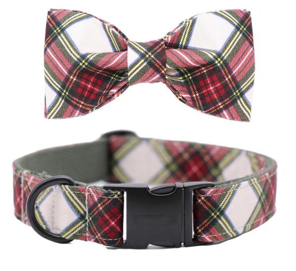 Plaid Pet Collar with Bow Tie Plaid Pet Collar with Bow Tie