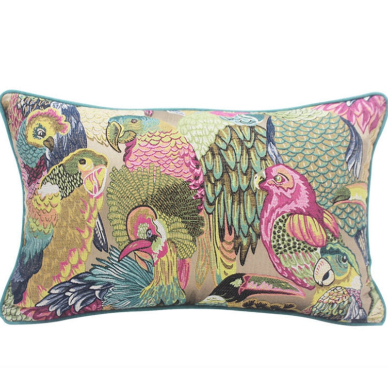 Jungle Birds Jacquard Art Cushion 2