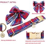Paws Cotton Dog Collar with Sailor Bow Red and Blue Plaid 3