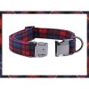 Paws Red and Green Plaid Cotton Fabric Dog Collar and Bow 2