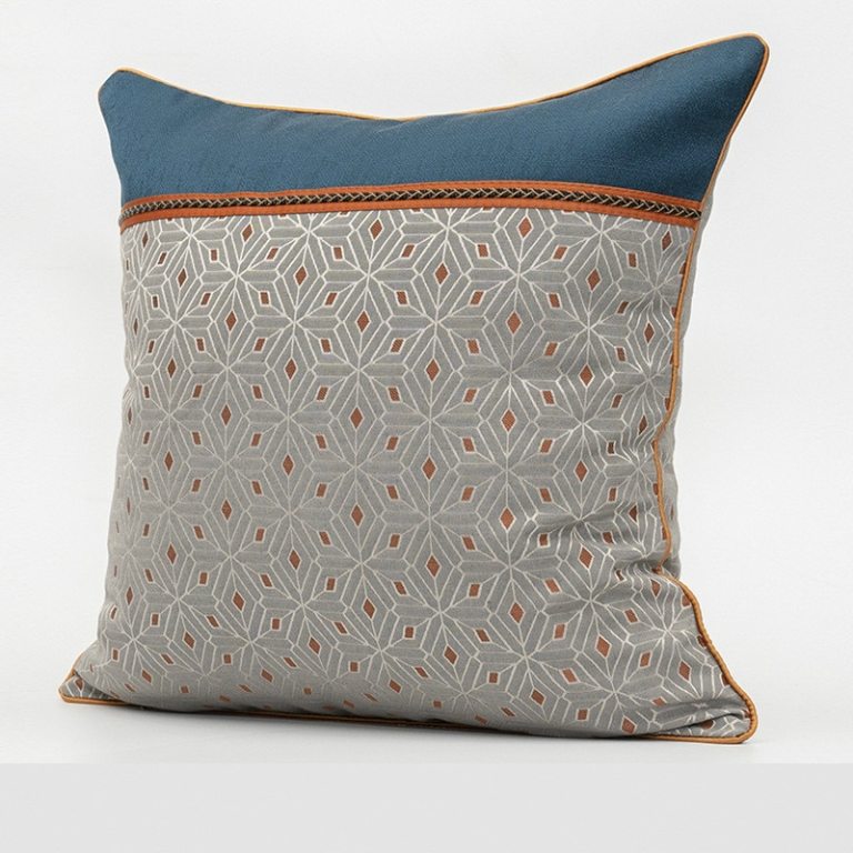 Luxurious Geometric Jacquard Patchwork Cushion 2