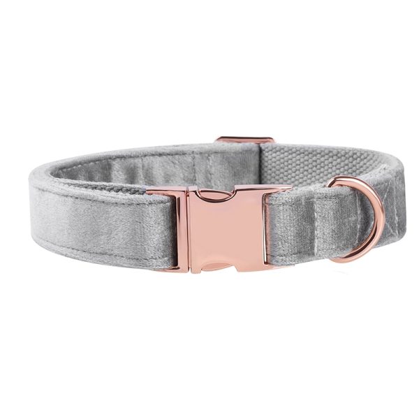 Paws Velvet Dog /Cat Adjustable Collar and Leash Set Gray 2