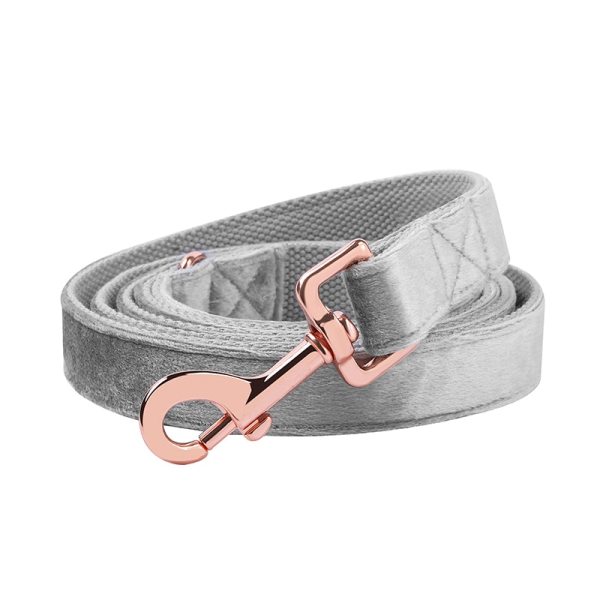 Paws Velvet Dog /Cat Adjustable Collar and Leash Set Gray 3