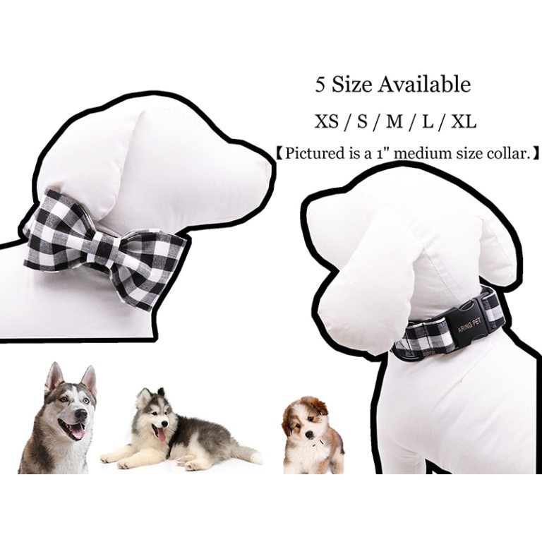 B&W Checker Dog or Cat Collar or Leash with Bow Tie 3 B&W Checker Dog or Cat Collar or Leash with Bow Tie 3