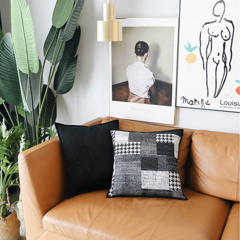 DUNXDECO Cushion Cover Decorative Pillow Case Luxury Vintage Black Chenille Houndstooth Jacquard Art Coussin Sofa Bedding Decor 2 DUNXDECO Cushion Cover Decorative Pillow Case Luxury Vintage Black Chenille Houndstooth Jacquard Art Coussin Sofa Bedding Decor 2