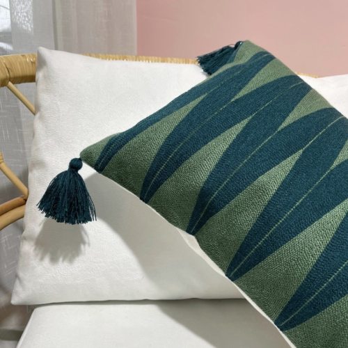 Cushion Green Geometric Embroidered Cover