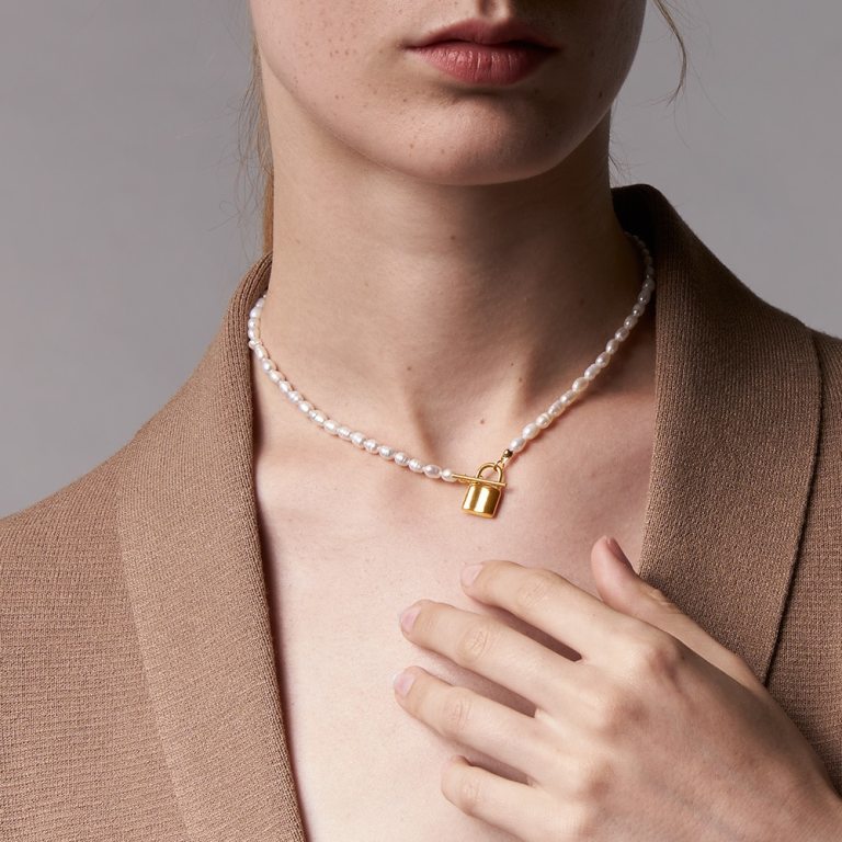 Natural Pearl Chain Choker Necklace 2
