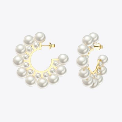 Women's Pearl Hoop Earrings