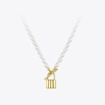 Women's Natural Pearl Chain Choker Necklace