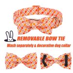 Orange Dog Collar with Bowtie Orange Plaid 3 Orange Dog Collar with Bowtie Orange Plaid 3