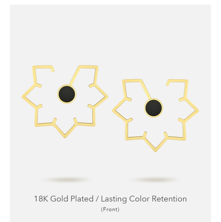 Maple Leaf Geometric Stud Earrings 5