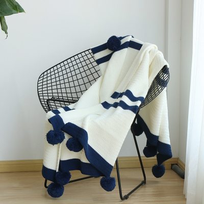 Casual Knit Blanket with pompom detailing Casual Knit Blanket with pompom detailing