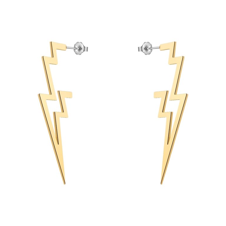 Earrings Lightning Bolt In Stainless Steel or Gold