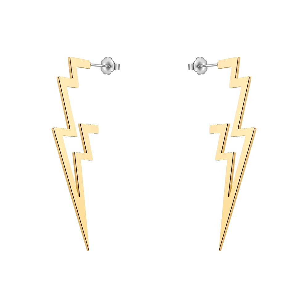Earrings Lightning Bolt In Stainless Steel or Gold